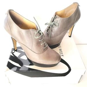 Nine West Gray Platform Lace-up Heels